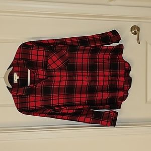 Pink Rose Flannel Plaid Buttondown Shirt. Size Large